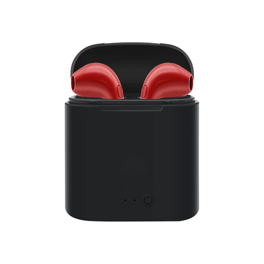 Tws I7 беспроводные Bluetooth наушники в ухо гарнитура стерео Бас Невидимый один/Пара Спорт для всех смартфонов с зарядной коробкой - Цвет: Black Box with Red