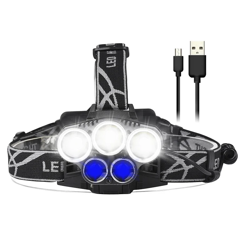 Option G Yunmai 2507 лм светодиодный налобный фонарь Micro USB зарядное устройство головной светильник 5* T6+ 2* XPE Головной фонарь портативный светильник фонарь для рыбалки - Испускаемый цвет: Option G