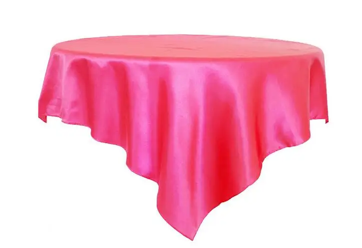 fuchsia 1 шт. 145x145 см черная атласная Скатерть, двойной сшитый край, Скатерть для свадьбы, дома, рождественской вечеринки, украшение стола - Цвет: fuchsia