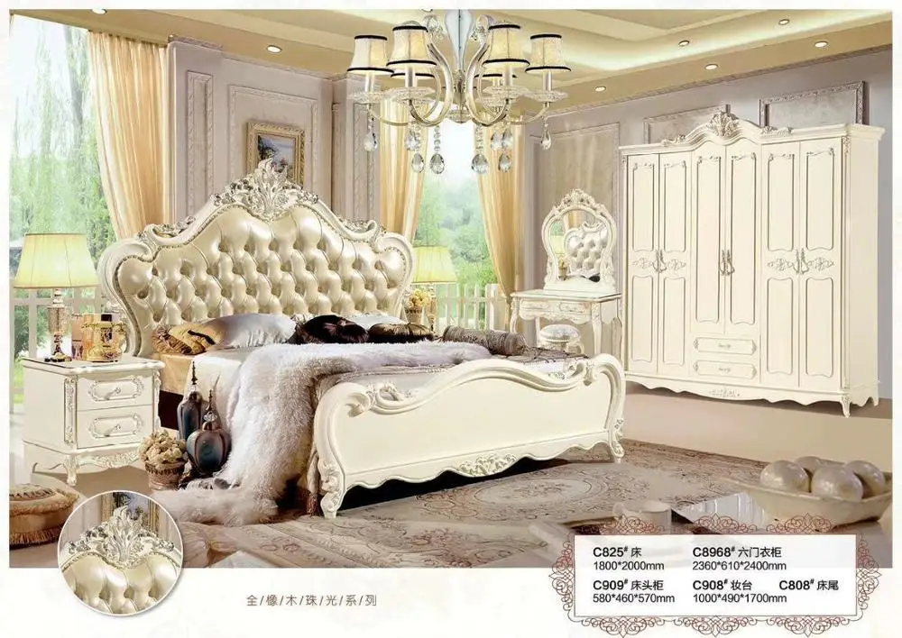 

modern european solid wood bed 2 people Fashion Carved 1.8 m bed french bedroom furniture DCXD825
