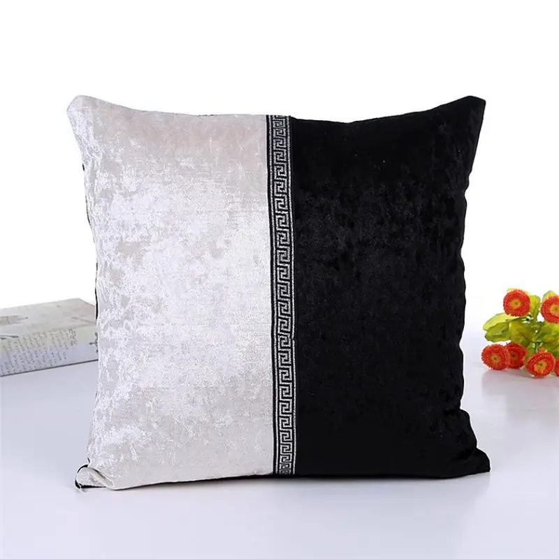 Black Новые модные Lmitation бархатная кожа пэчворк фарфор almofadas чехол домашнего декора кафе накидки на подушки, Наволочки размером 45*45 см - Цвет: Black
