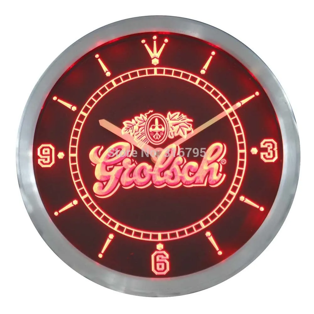 Nc0002 Grolsch Пивной Неоновый знак светодиодный настенные часы|Настенные часы| |