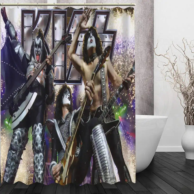 Лучший Хороший пользовательский KISS Band занавеска для душа, занавеска для ванной, водонепроницаемая ткань для ванной комнаты, больше размеров, WJY#12 - Цвет: Лиловый
