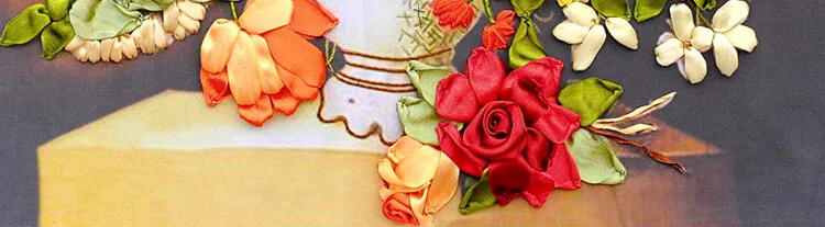 Цветущая ваза с цветами шелковая лента вышивка 3D холст живопись Набор для