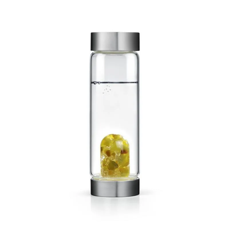 Citrine Soffe 600 мл энергетическая целебная бутылка для воды с натуральным кристаллом драгоценный камень кварц My Crystal стеклянные бутылки для воды Bpa бесплатно с крышкой стакан - Цвет: Citrine