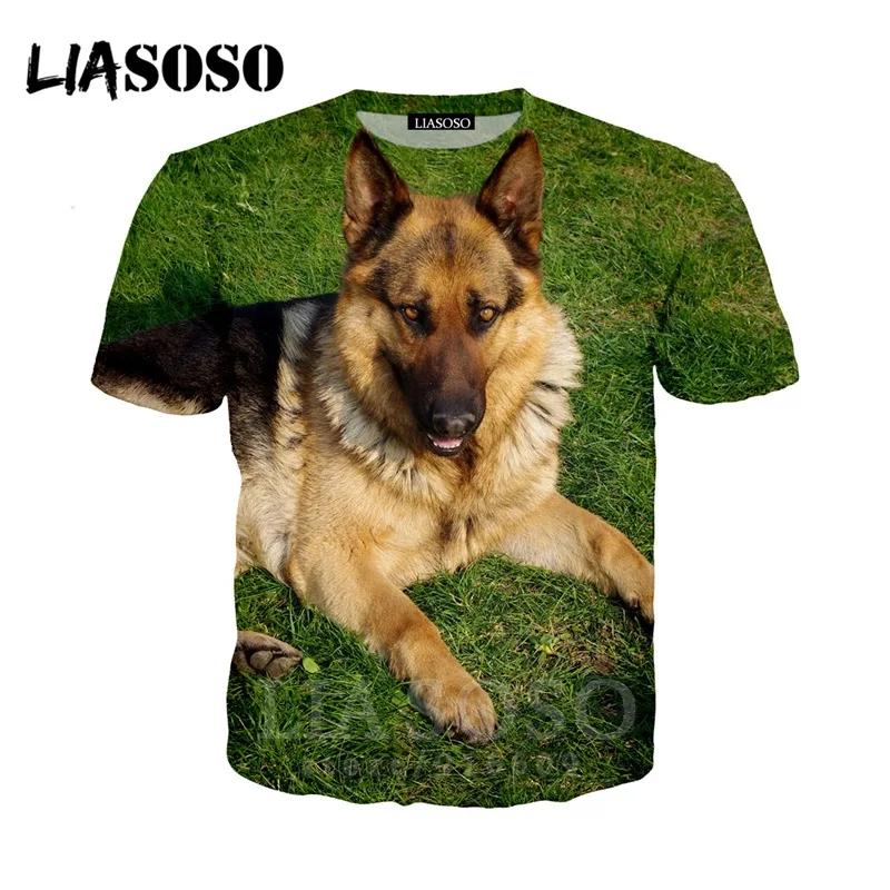 Anime 3d print t shirt Men Women top homme Harajuku t-shirt Shepherd Dog new animal shirts Short sleeve punk tshirt E545 | Мужская