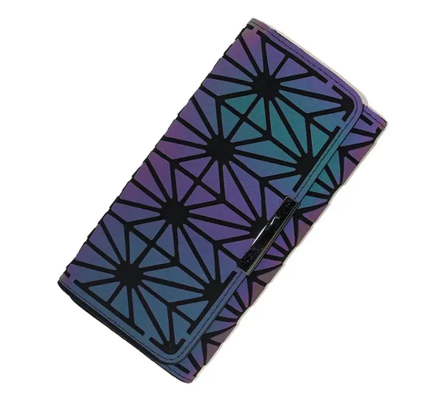 Голографический кошелек-клатч с геометрическим рисунком-светящаяся фотография