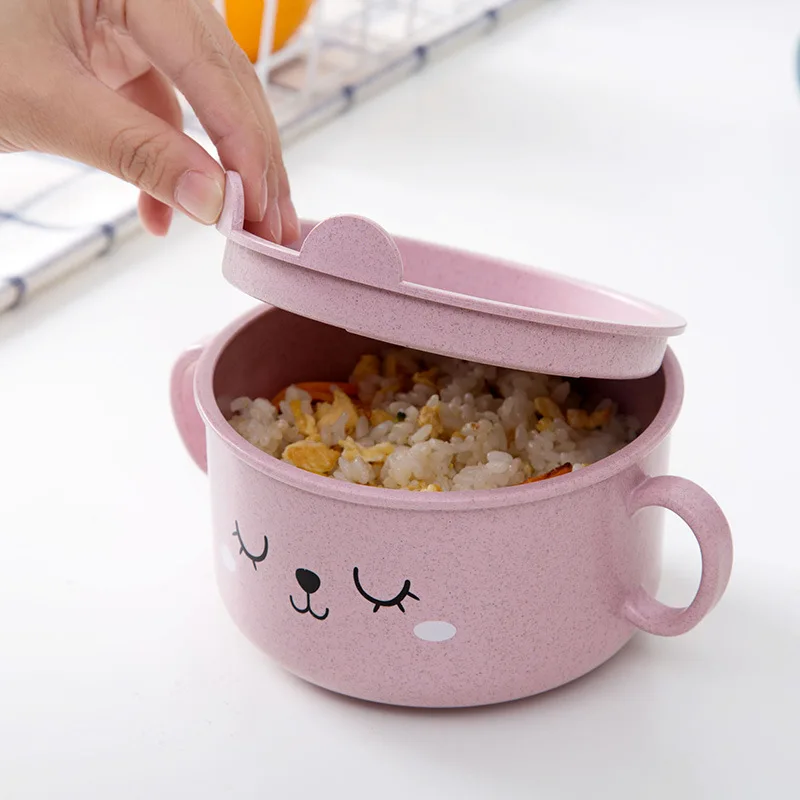 Детская зернистая Пшеничная солома Детские тарелки мультяшное животное