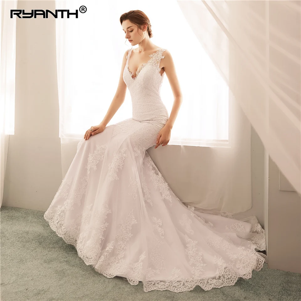 Женское свадебное платье с кружевной аппликацией Ryanth Robe De Mariee сексуальное