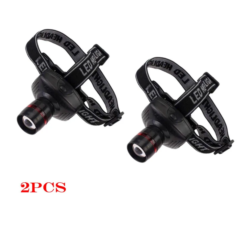 2 pcs SKYWOLFEYE Q5 светодиодный налобный фонарь, масштабируемый, 3 режима, фонарь для кемпинга, фонарь с батареей AAA, фара для рыбалки, охоты - Испускаемый цвет: 2 pcs