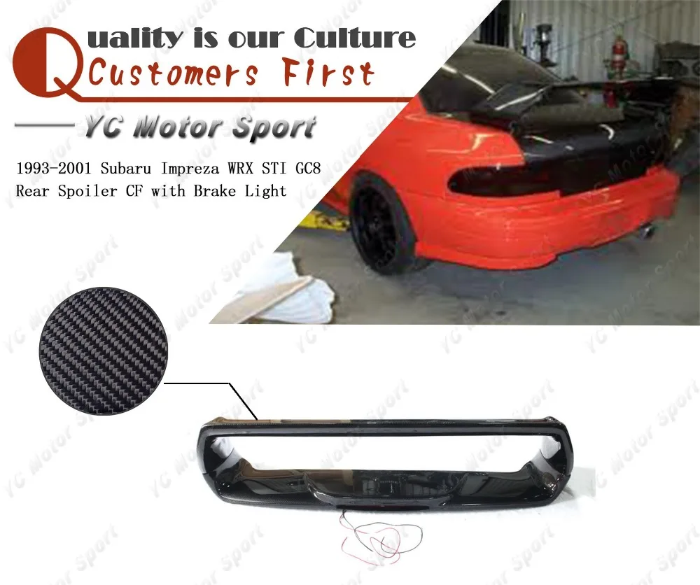 

Автомобильные аксессуары Задний спойлер из углеродного волокна с Стоп светильник подходит для 1993-2001 Impreza WRX STI GC8 крыло багажника