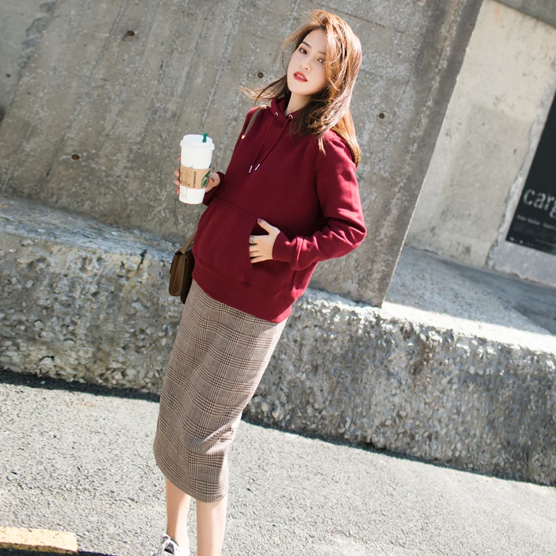 GRRCOSY для беременных полосатая клетчатая юбка осень средняя длина бедра Сплит