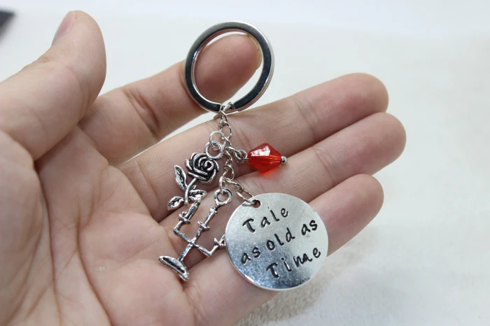 Брелок Beauty and the Beast 12 шт./лот винтажная серебряная подвеска в виде ключа|key chain|pendant