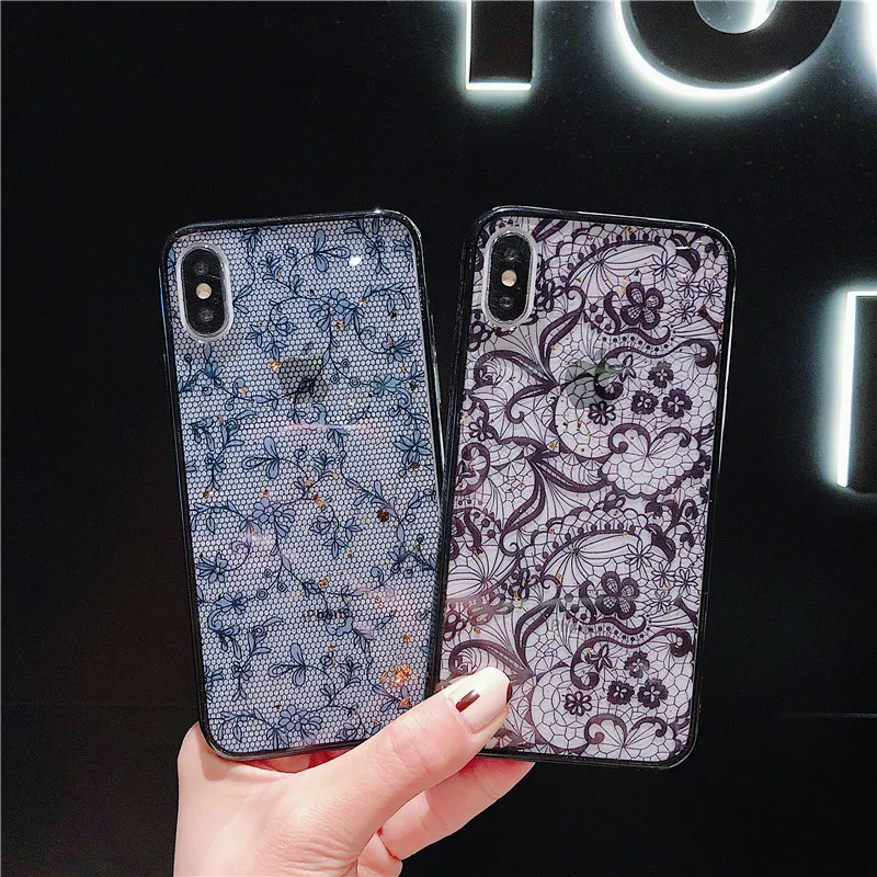 Ourpho Luxury fashion phone case for iPhone X XR XS MAX lace series Case 6 6s 7 8plus | Мобильные телефоны и аксессуары