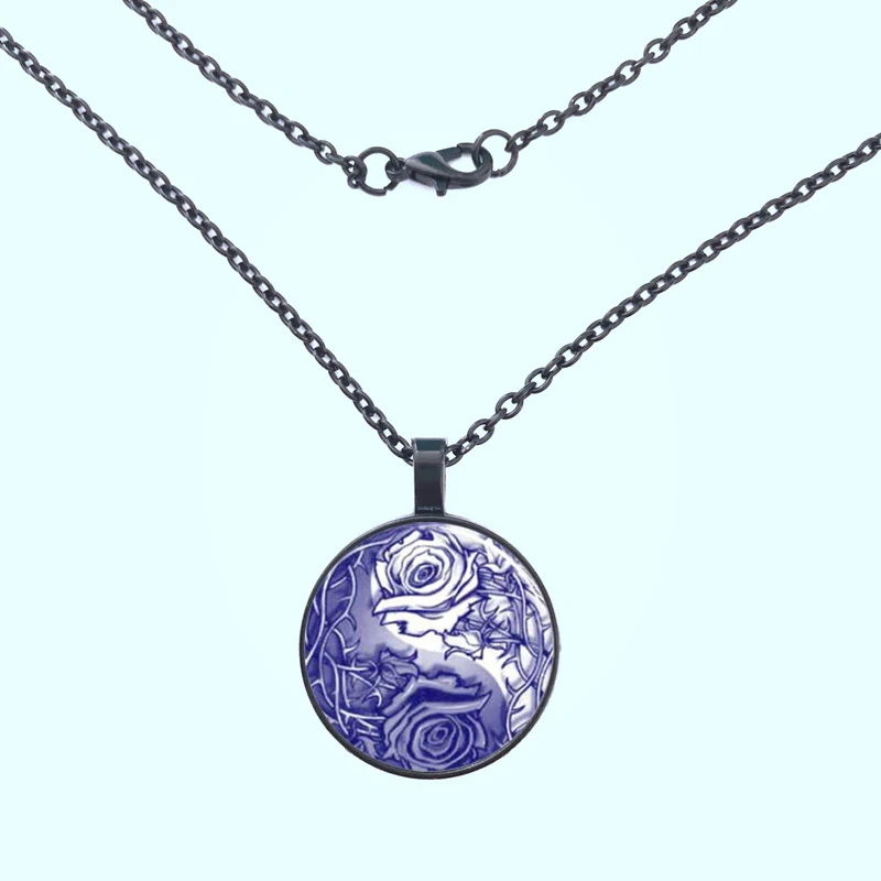 YSDLJG Инь Ян W купольная Подвеска из стекла с розами MEW стеклянная подвеска ожерелье