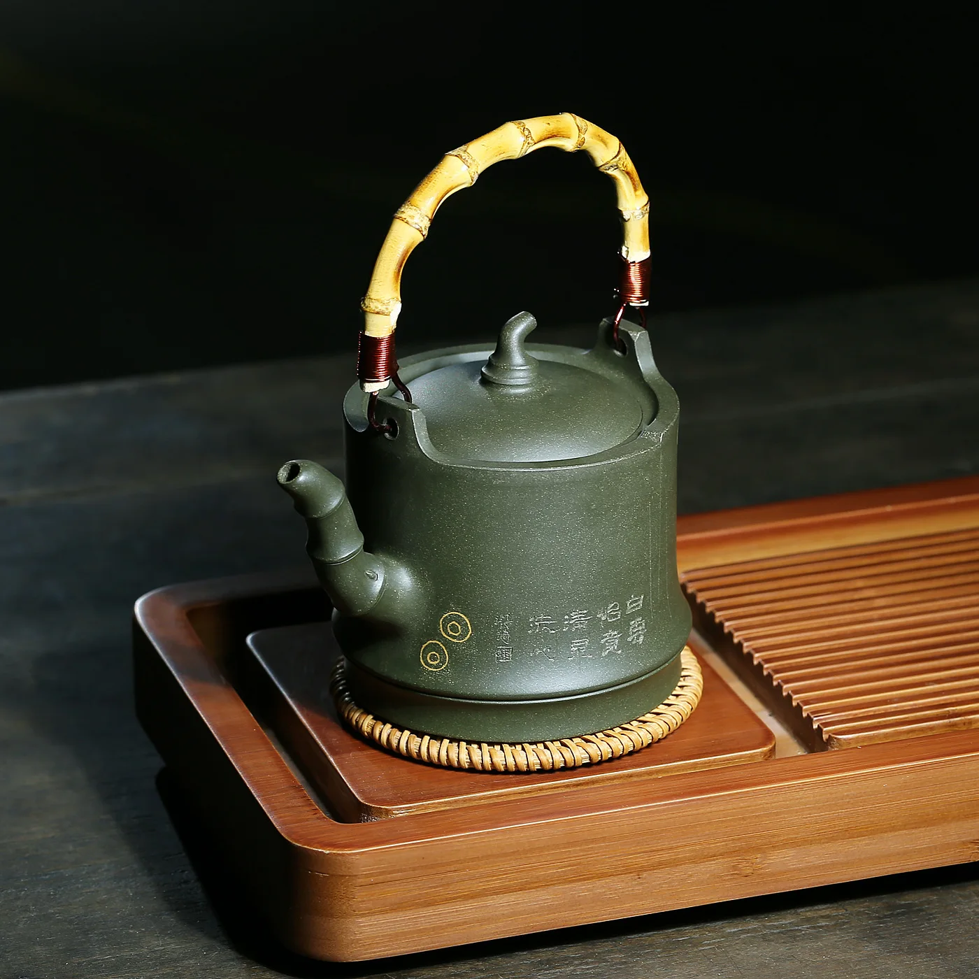 Полный ручной один лист бамбуковая ручка китайская зеленая известная Shao Li Ping Kungfu онлайн чайный горшок чайный набор оптом
