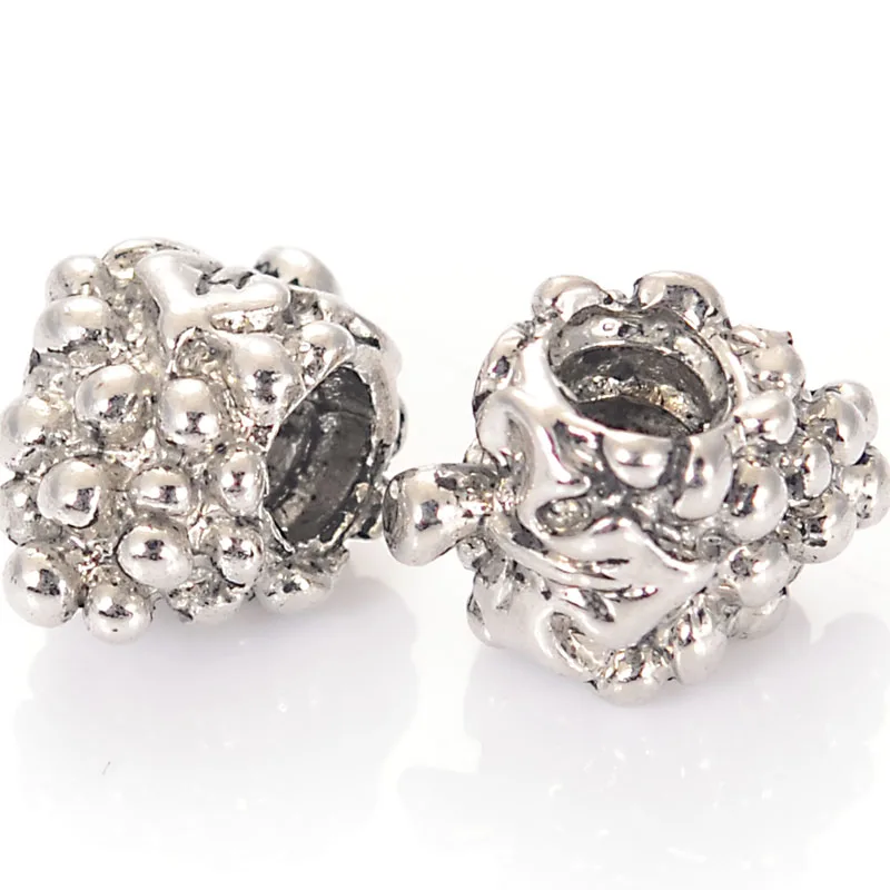 Miasol 10 Pcs Silver Plating Lead Nickle Free Grape Large Hole Spacers Beads Charm Fits Diy Bracelet Jewelry Making | Украшения и