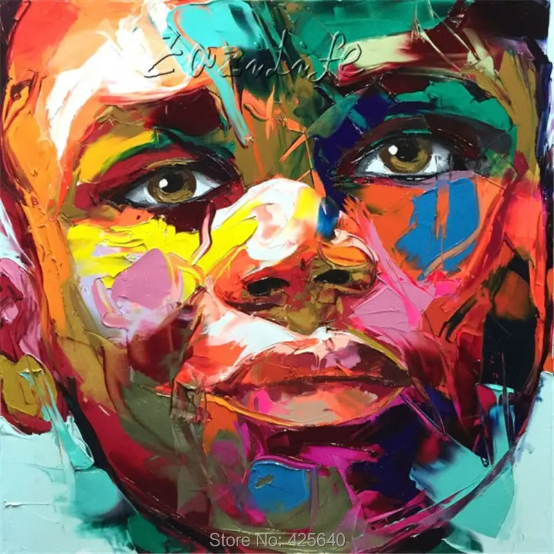 

Palette knife painting portrait Palette knife Face Oil painting Impasto figure on canvas Hand painted Francoise Nielly 15-62