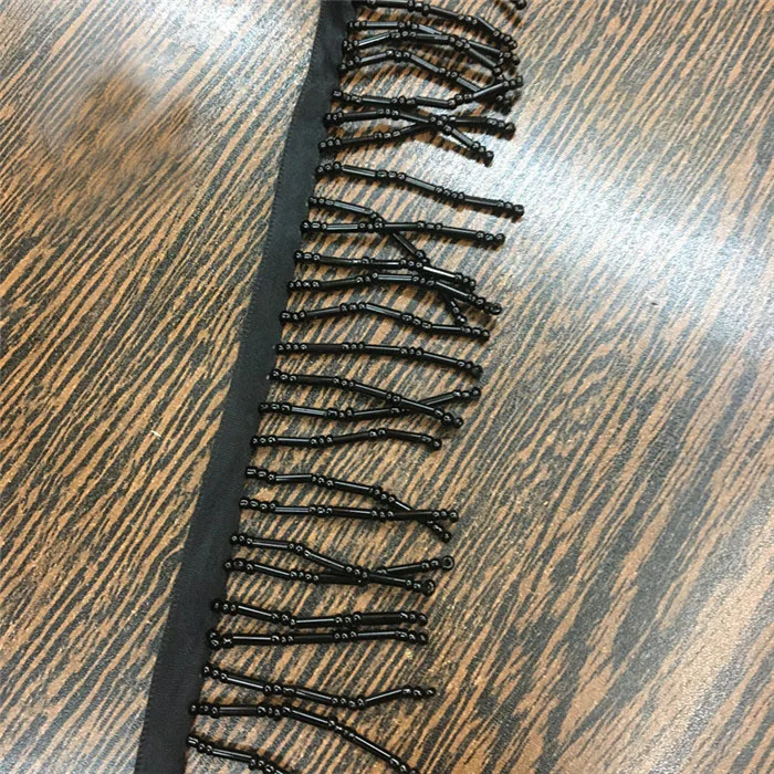 

1 ярд/партия, ширина 5 см, в европейском стиле, шитье, отделка, кисточка, черные бусины, кружевная ткань, ремесла, одежда, диван, аксессуары для ...