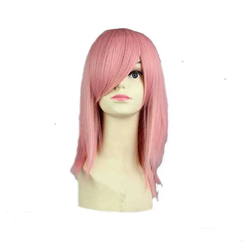 MCOSER 40 см короткий прямой розовый синтетический парик для косплея две крышки высокотемпературные волокна волос 013L