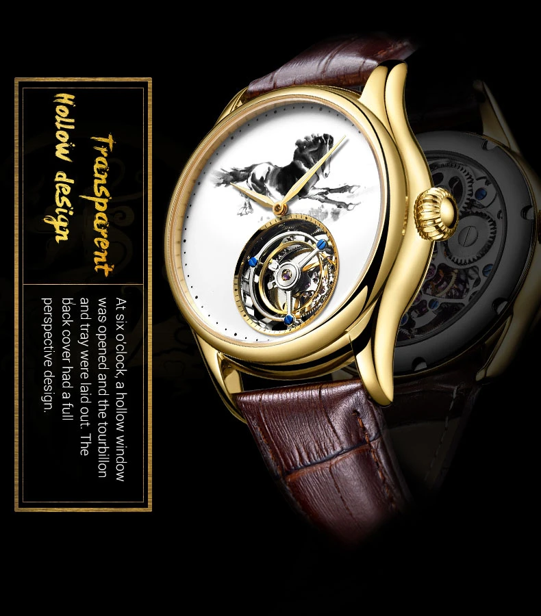 Tourbillon механические часы мужские Лидирующий бренд часы сапфировые зеркальные оригинальные ручные обмотки полый ход мужские т чернила лошадь часы Saat