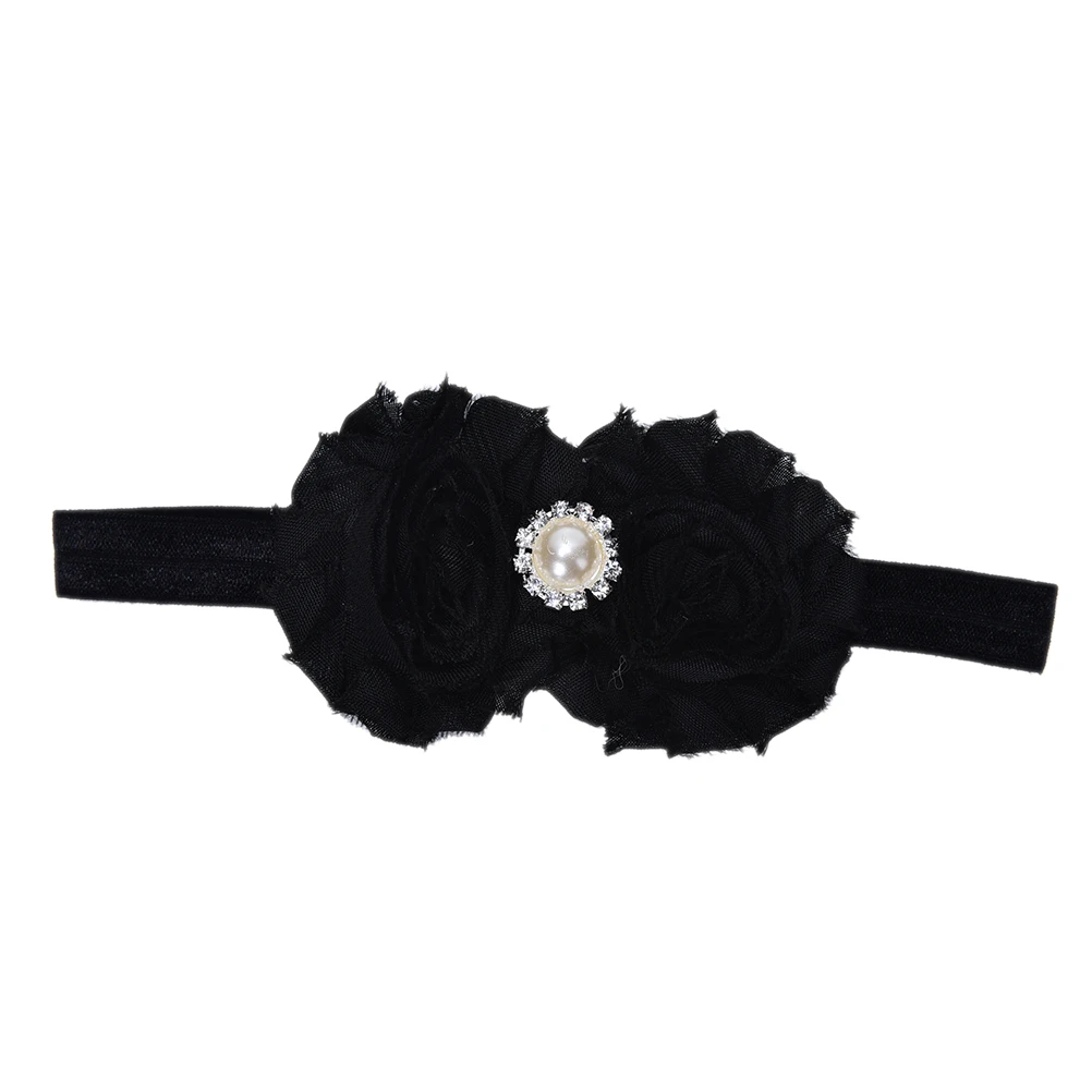 New 1 Pc Newborn Baby Headband Chiffon 2 Flower Pearl Headbands Elasticity hair accessories | Мать и ребенок