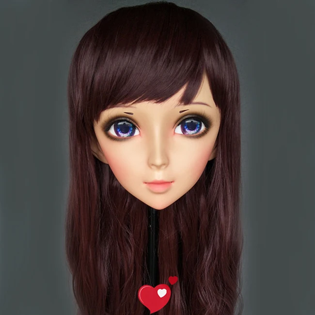 (Ying 06) Женская милая девочка резиновая полуголовая маска кигуруми с BJD глазами