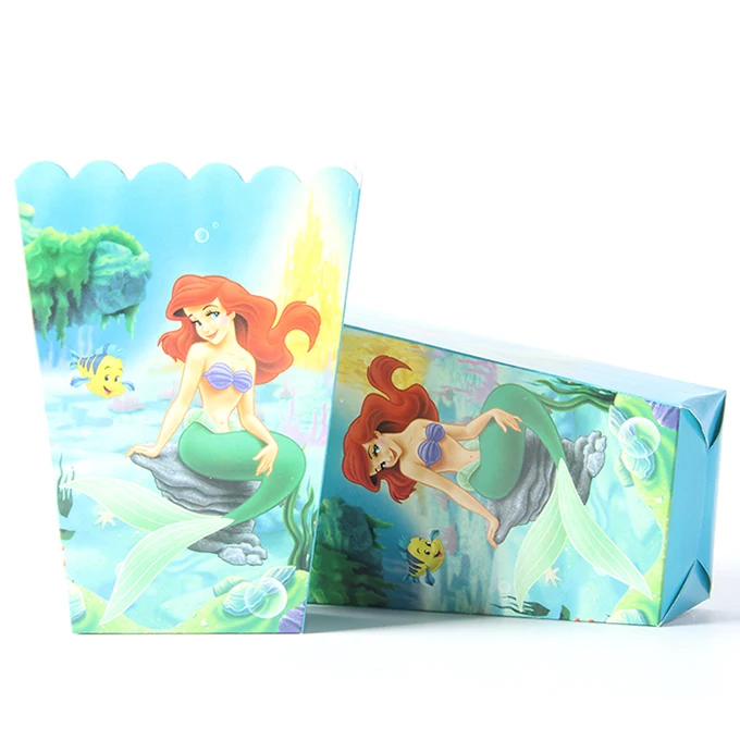 Popcorn box 10pcs 1 шт 108 см* 180 см вечерние одноразовые пластиковые скатерти Русалочки для детей, девочек, день рождения, украшения стола - Цвет: Popcorn box 10pcs