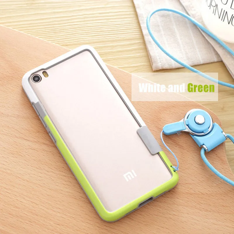 White and Green Мягкий кожаный чехол-бампер для xiaomi mi 5 чехол ТПУ Силиконовый противоударный чехол-бампер для телефона рамка для xiaomi mi5 M5 с ремешком - Цвет: White and Green