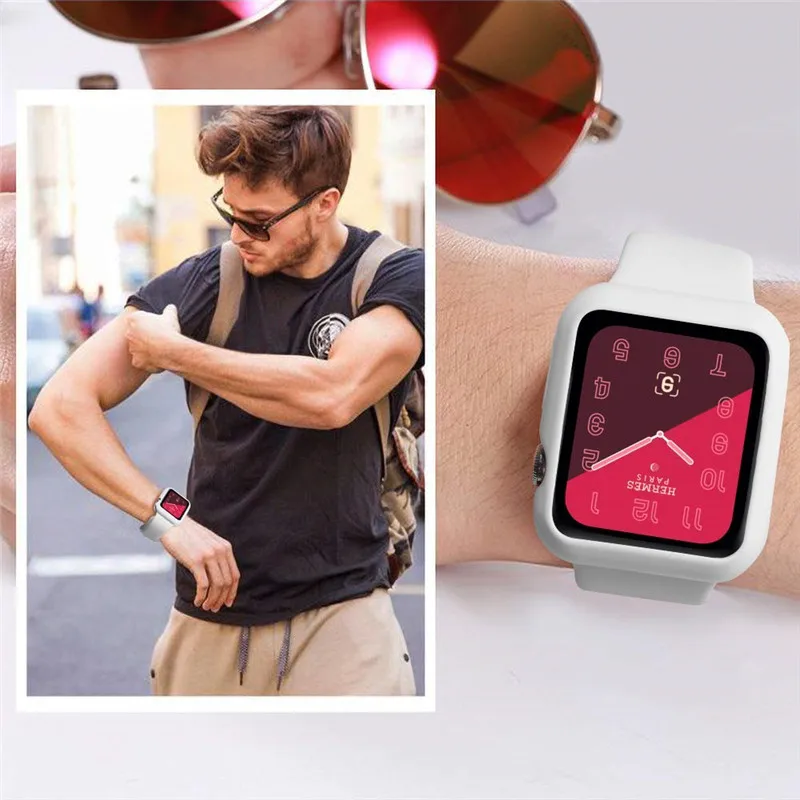 Напульсники для Apple Watch группа 40 мм 44 мм с ТПУ чехол Мягкий Спорт Силиконовый ремешок для iWatch серии 4 /3/2/1 издание браслет