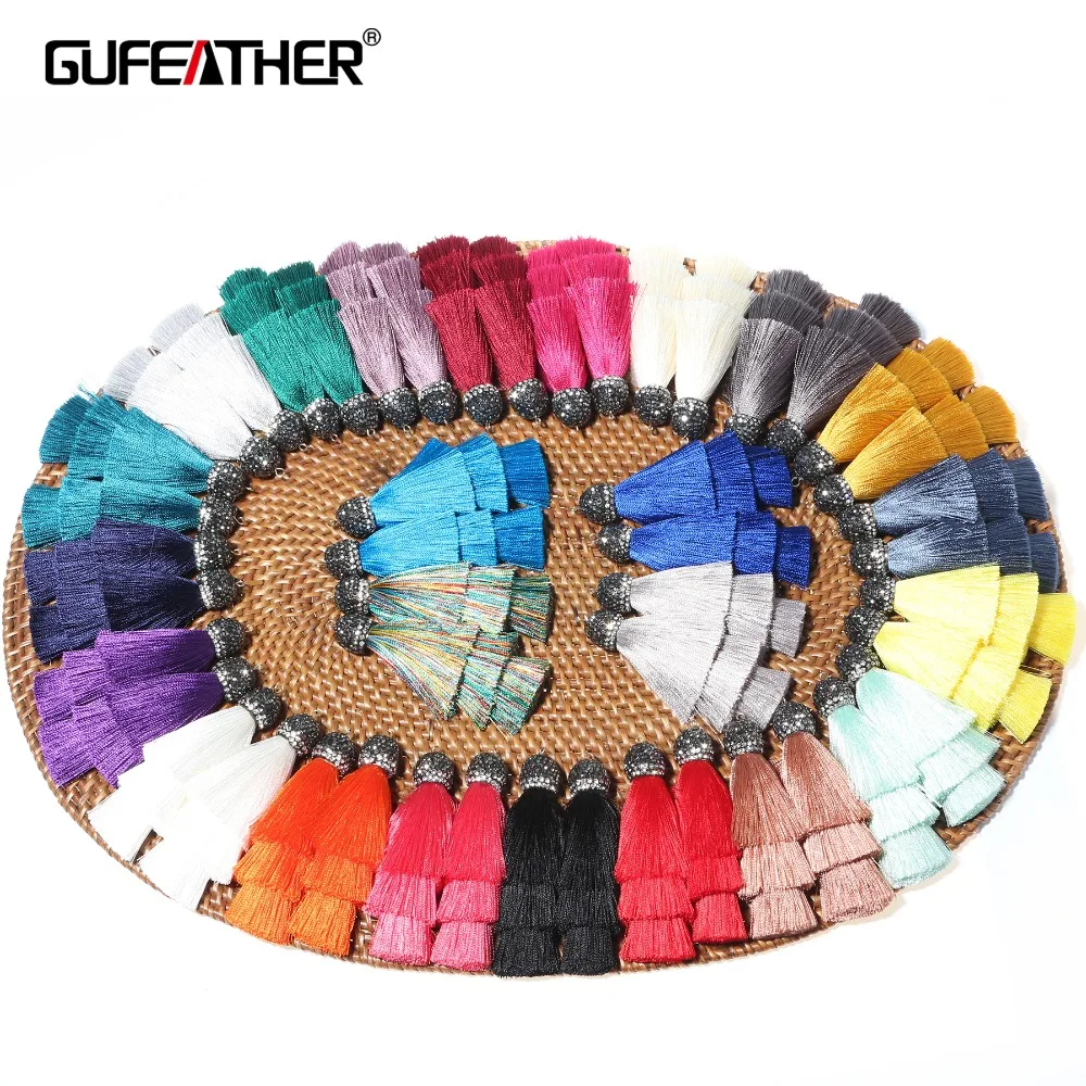 GUFEATHER L190 7.9cm jewelry accessories parts making hand made silk tassel overlapping diy | Украшения и аксессуары