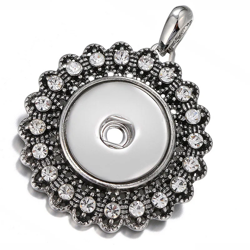 

New Fashion Beauty Crystal Flower snap pendant necklace 60cm fit 18mm snap buttons snap jewelry wholesale XL0104