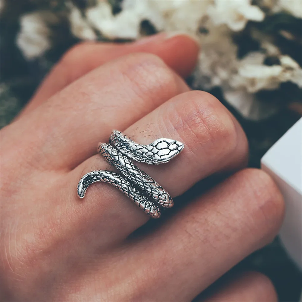 Wholesale Fashion Snake Rings For Women Color Silver Heavy Metals Punk Rock Ring Vintage Animal Jewelry | Украшения и аксессуары