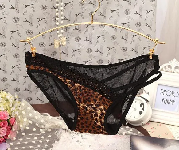 2018 Chic Для женщин Leopard Кружево T Back Low Rise Трусики для белье Нижнее Бельё девочек