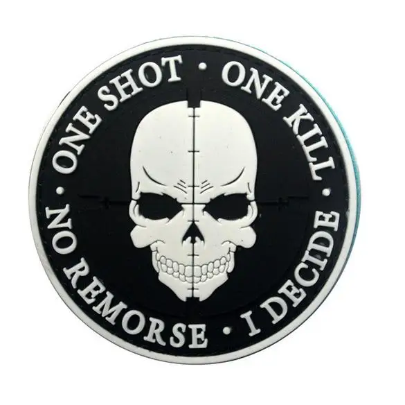 white One shot one kill Death Skull патчи снайперский Каратель devgru Военный Патч-крючок тактический боевой патч армейский значок для рюкзака - Цвет: white