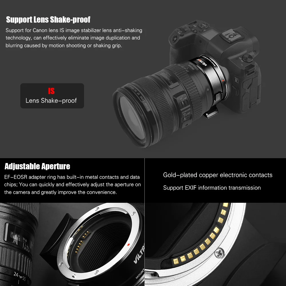 Viltrox EF-EOSR адаптер для крепления объектива с автофокусом для Canon EF/EF-S объектив серии Canon EOS R/EOS RP беззеркальные камеры