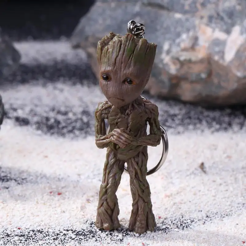 Baby Groot фигурки, игрушка, брелок для ключей, украшение для дома, Милая модель, игрушка для детей, мультяшное дерево, человек, брелок, Автомобильный подвесной декор, брелок