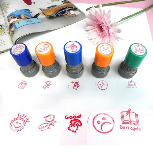 5PCS STAMP 5 шт., ученический штамп для самописания, наградные марки, мотивационные наклейки для школы - Цвет: 5PCS STAMP