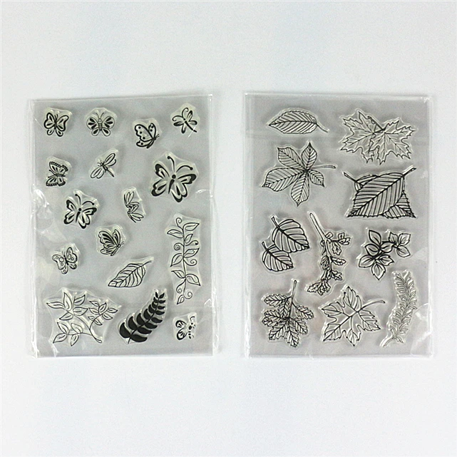 Прозрачный штамп с изображением бабочки пчелы листьев дизайн прозрачный