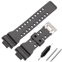 16mm pu watch band strap fit for casio g shock replacement black waterproof watchbands accessories