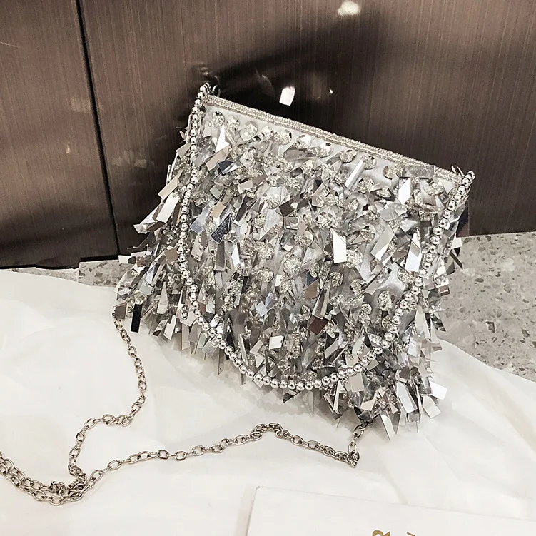 Ретро Серебряный flash Flash ручной один наплечный пакет 2019 новый крест-пандус цепь