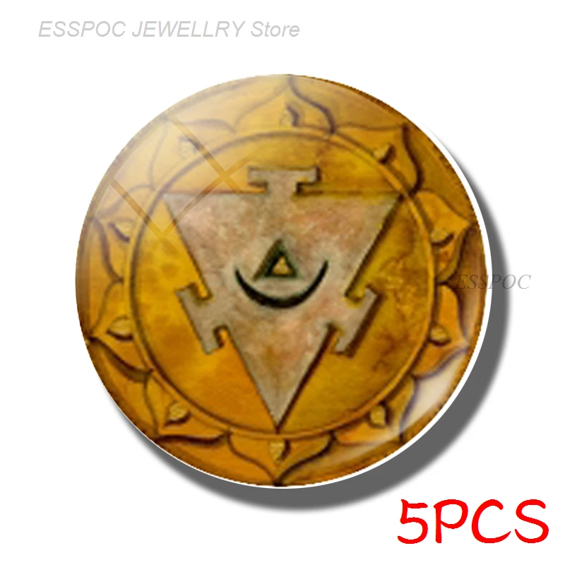 5PCS 5 шт./компл. магический знак дзен религиозные украшения 25 мм стеклянный кабошон чакра символ делая символ ом фурнитура аксессуары Подарки - Цвет: 5PCS