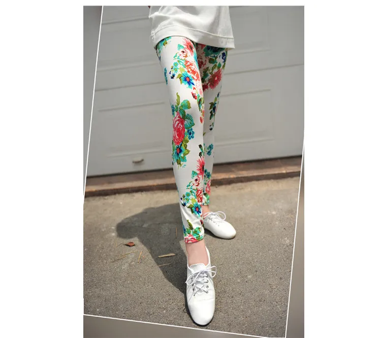 W056 White Peony CUHAKCI леггинсы с граффити цветочным рисунком Леггинсы для женщин Леггинсы Хаундстут распродажа эластичные дизайнерские винтажные леггинсы W056 - Цвет: W056 White Peony