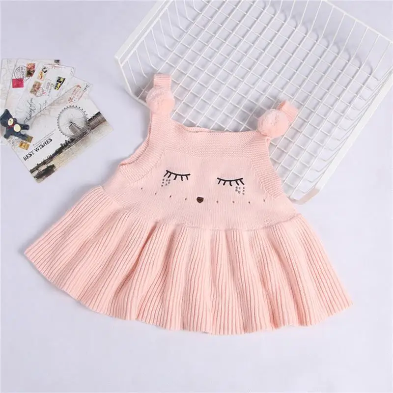Платье для маленьких девочек однотонное вязаное платье зимняя детская одежда
