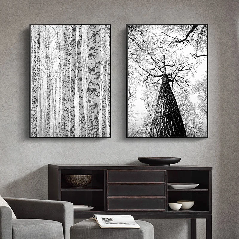 Черно белая Картина на холсте Современная Настенная живопись Постер природы
