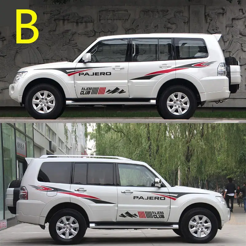 Наклейки на автомобиль для Mitsubishi Pajero, наклейки на цветы V93V97, модифицированные персональные наклейки на цветные полосы для тела - Название цвета: B