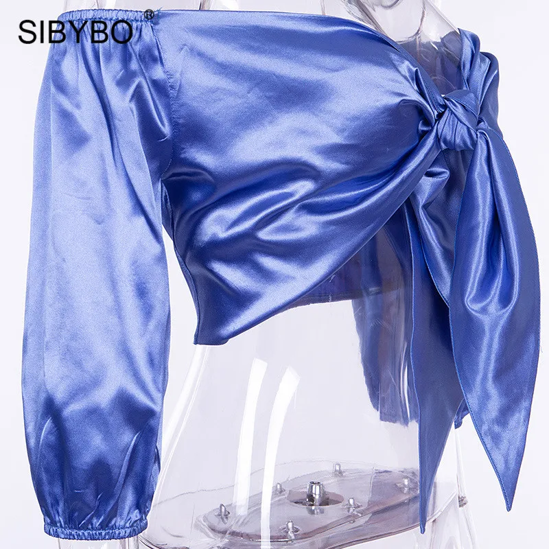 Sibybo, без бретелек, завязанный, сексуальный укороченный топ, для женщин, половина рукава, с открытыми плечами, летняя футболка, для женщин, с открытой спиной, для пляжа, повседневные, женские топы