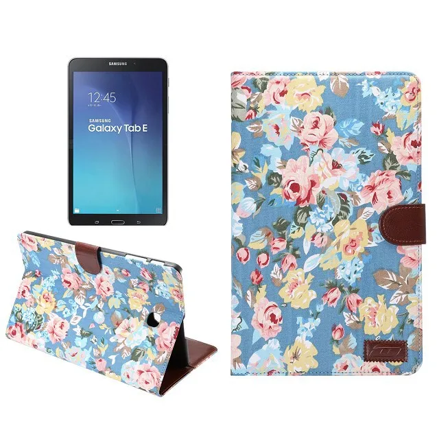 Роскошный кожаный чехол книжка с цветочным принтом для Samsung Galaxy Tab E 9 6 дюйма T560