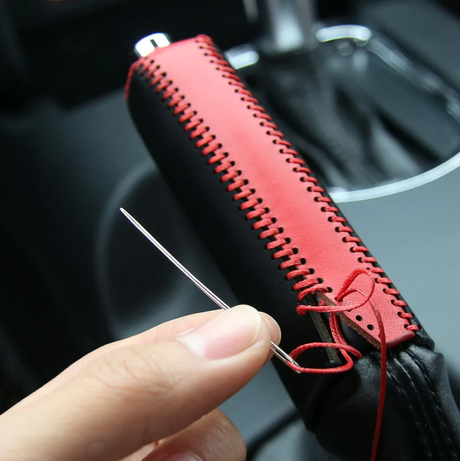 Автомобильный стиль топ ручная строчка натуральная кожа ручные тормоза крышка