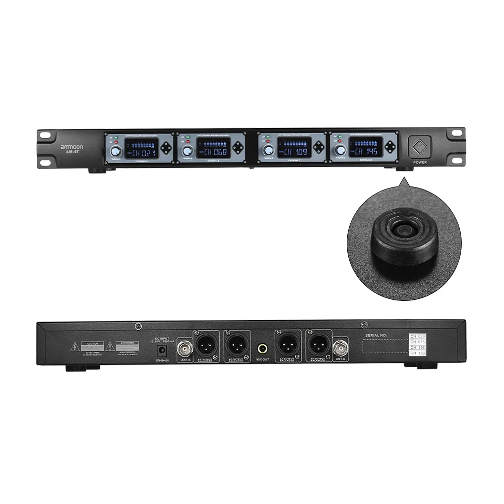 Professional 4 Channel UHF Wireless Microphone System Mic 1 Receiver LCD Display for Karaoke Family Party Performance | Электроника
